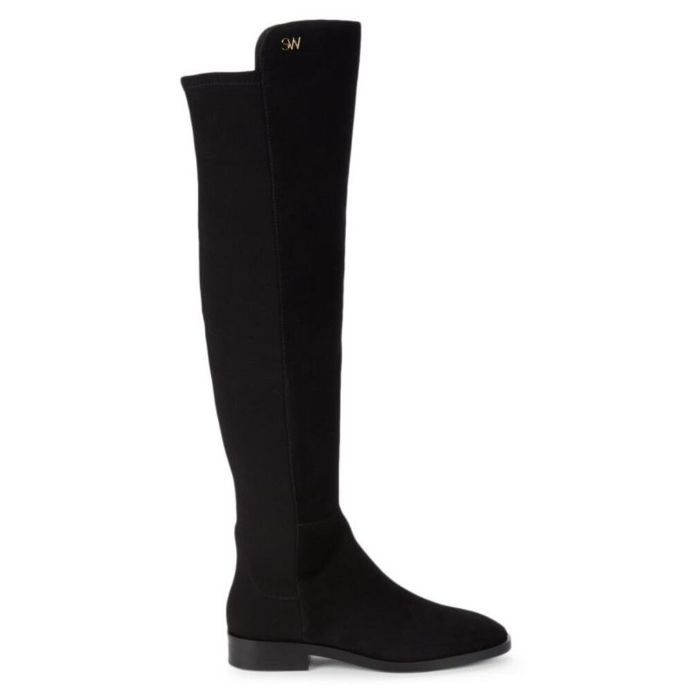 Stuart Weitzman Keelan Black Suede Leather Knee-High Boots‎ Size 5.5